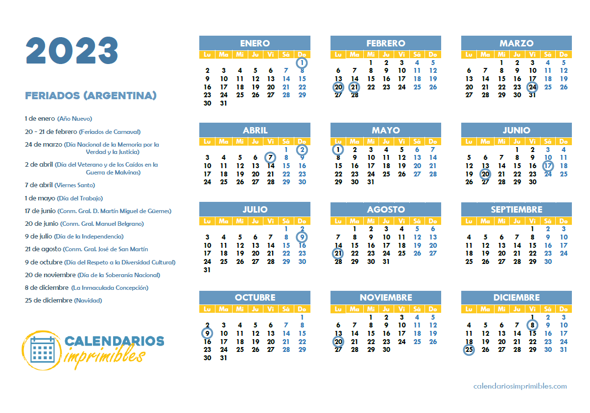 Calendario laboral (Feriados en Argentina)