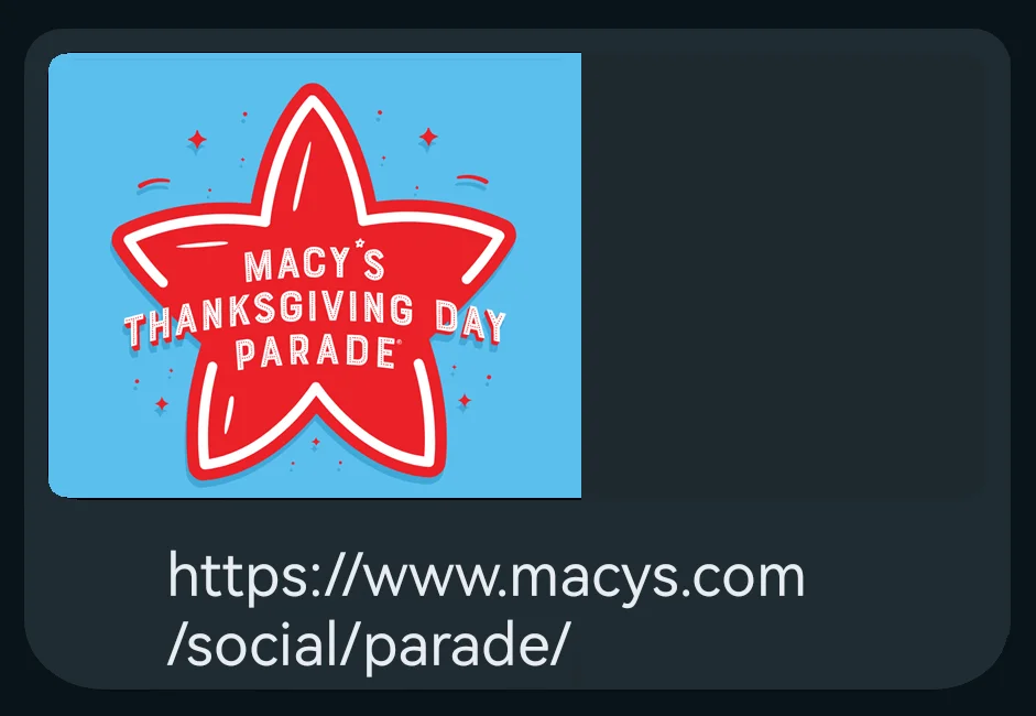 Enlace a web de Macy's con el lema de su desfile anual