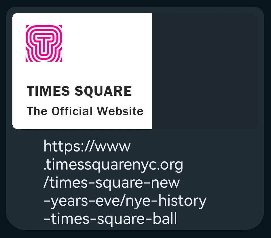 Enlace a web de Times Square de Nueva York con imagen de su logo